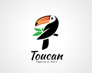 Simple nature toucan bird art style logo symbol icon design inspiration illustration