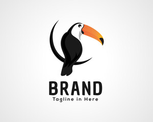 Simple elegant style sitting toucan bird logo icon symbol design illustration inspiration © ShiipArts