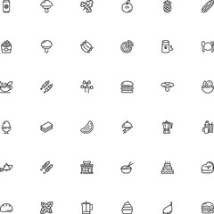icon vector icon set such as: bacon, japanese, watercress, apple, cheeseburger, minimal, pasta, clip, aromatic, grass, wine, citrus, caffeine, boletus, parsley, event, lamb, glyph, round, butler