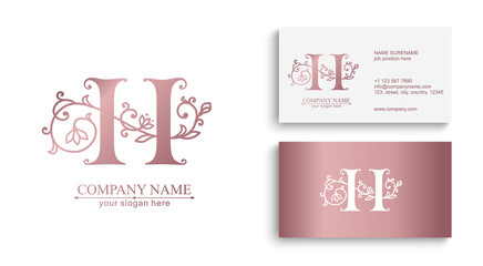 Premium Vector H logo. Monnogram, lettering and business cards. Personal logo or sign for branding an elite company.
