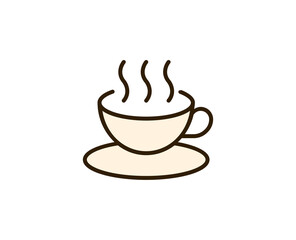 Cup of tea or coffee flat icon. Single high quality outline symbol for web design or mobile app.  Holidays thin line signs for design logo, visit card, etc. Outline pictogram EPS10