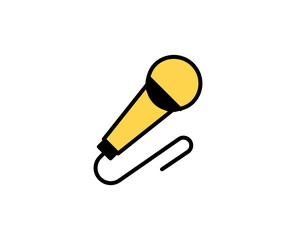 Microphone flat icon. Single high quality outline symbol for web design or mobile app.  Holidays thin line signs for design logo, visit card, etc. Outline pictogram EPS10