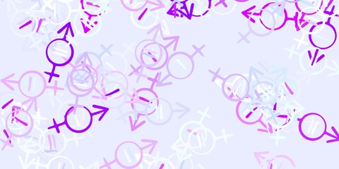 Light Purple vector background with woman symbols.