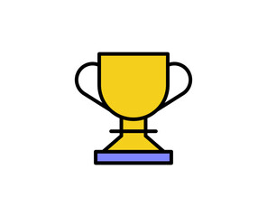 Winning cup flat icon. Thin line signs for design logo, visit card, etc. Single high-quality outline symbol for web design or mobile app. Business outline pictogram.