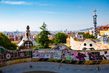 Fototapeta premium View of Park Guell. Barcelona, Spain