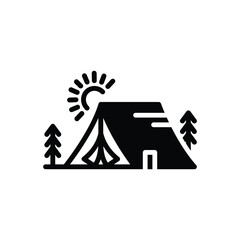 Black solid icon for tent