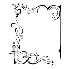Fototapeta premium frame 85. decorative rectangular frame with vignettes and abstract elements in black lines on a white background