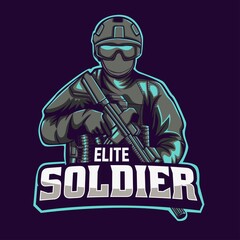 soldier esport and mascot logo template. easy to edit and customize