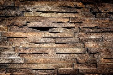Decorative rock wall built on home