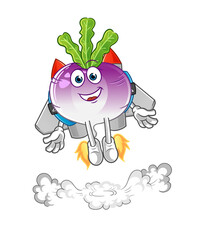 turnip with jetpack mascot. cartoon vector