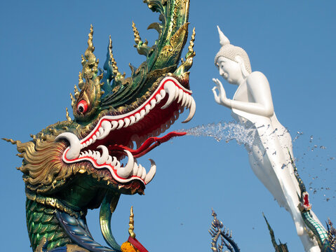 Phaya Naga guard the Temple Wat in Thailand