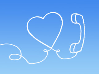 cloud phone shape with love for valentine day