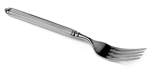 Silver dining fork isolated on white background