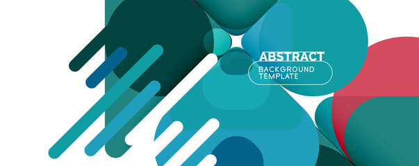 Flat geometric round shapes and dynamic lines, abstract background. Vector illustration for placards, brochures, posters and banners