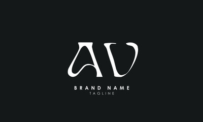 Alphabet letters Initials Monogram logo AV, VA, A and V, Alphabet Letters AV minimalist logo design in a simple yet elegant font, Unique modern creative minimal circular shaped fashion brands