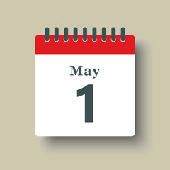 Fototapeta premium Icon day date 1 May, template calendar page
