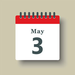 Icon day date 3 May, template calendar page