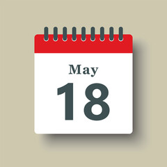 Icon day date 18 May, template calendar page