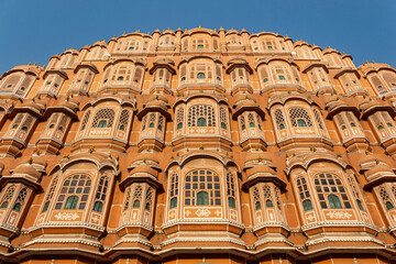 Fototapeta na wymiar Back windows of Hawa Mahal built in 1799 by Maharaja Sawai Pratap Singh, Jaipur, Rajasthan, India.