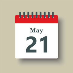 Icon day date 21 May, template calendar page