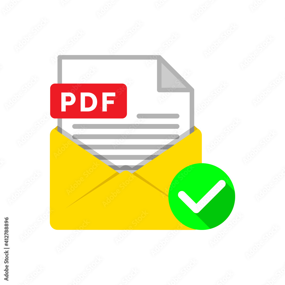 Poster send with pdf file via email concept illustration flat design vector eps10, simple and modern style 