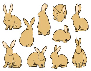 おすわりウサギ　オレンジセット