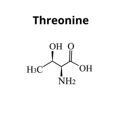 Threonine is an amino acid. Chemical molecular formula of threonine amino acid. Vector illustration on isolated background