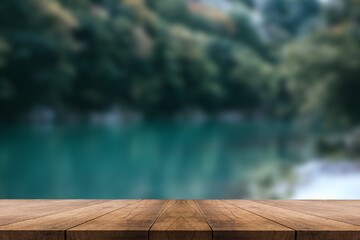  3D rendering, wooden top table on isolate natural background