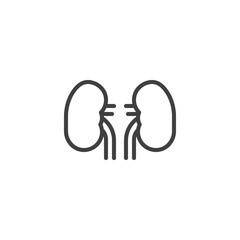Human kidney line icon. linear style sign for mobile concept and web design. Kidney organ outline vector icon. Symbol, logo illustration. Vector graphics