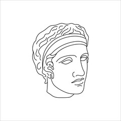 Antique Sculpture of Diadumene in a Minimal Liner Trendy Style. Vector Illustration of the Greek God for Prints on t-Shirts, Posters, Postcards, Tattoos and more