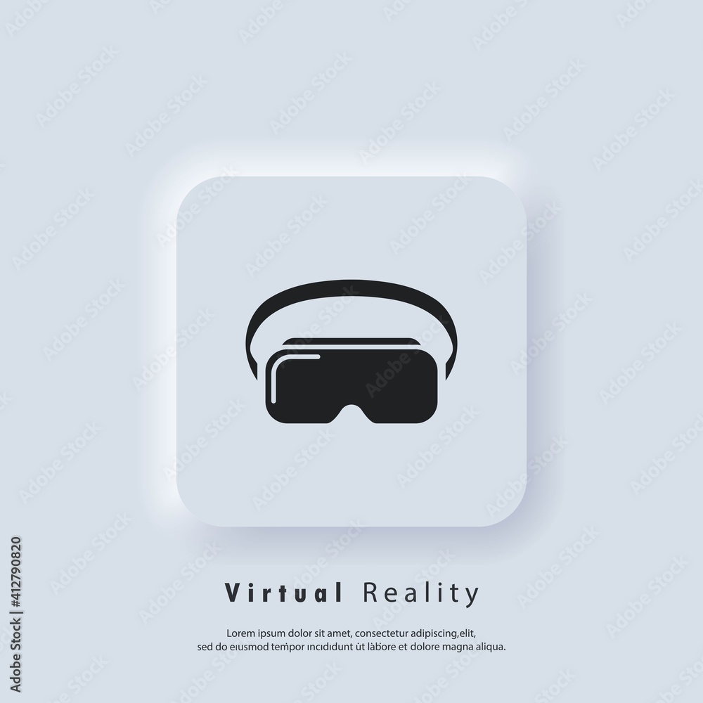Poster vr headset icon. virtual reality device, glasses. vector. ui icon. neumorphic ui ux white user inter