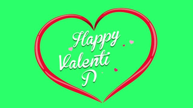 Animation red hearts shape for Valentine's day on green background.