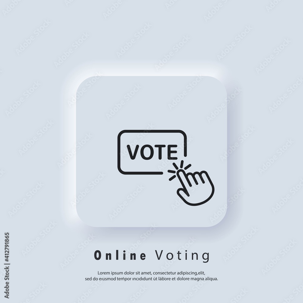 Poster vote logo. online vote icon. hand click on vote button line icon. vector. ui icon. neumorphic ui ux 