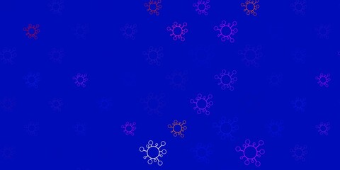 Dark blue, yellow vector pattern with coronavirus elements.