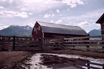 Farms in Montana nice day time old construction