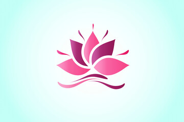 Pink lotus flower beautiful luxury minimalistic logo vector image graphic illustration