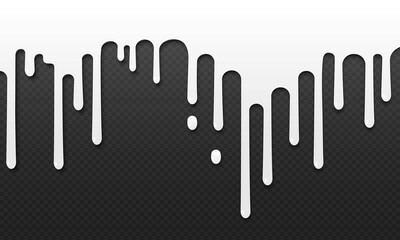 Paint white dripping. Dripping milk drops, melted white liquid yoghurt. Isolated on transparent background. Vector illustration EPS 10