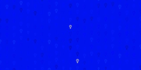 Light BLUE vector backdrop with women power symbols.