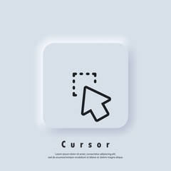 Pointer icon logo. Cursor sign. Click icon. Computer mouse, cursors, pointing. Arrow and wait. Vector EPS 10. UI icon. Neumorphic UI UX white user interface web button. Neumorphism