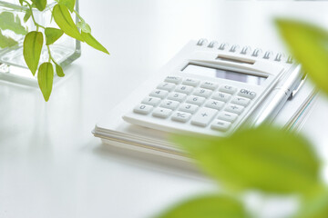  Calculator on a white desk