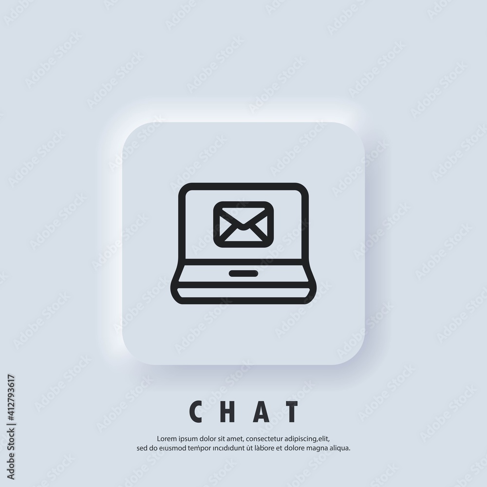 Poster chat icon. laptop with envelope. newsletter logo. computer. email and messaging icons. email marketi