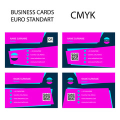 Business cards cyan magenta blue color CMYK