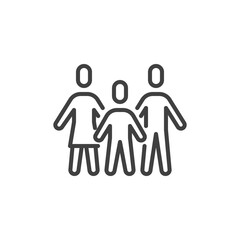 Family people line icon. linear style sign for mobile concept and web design. Man, woman and child outline vector icon. Symbol, logo illustration. Vector graphics