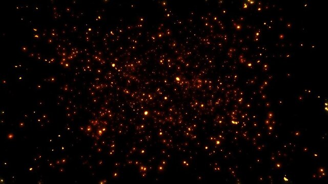 浮遊する大きな金色のパーティクル火花素材