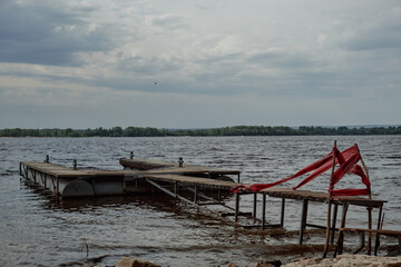 old sped on the Russian river, red ribbon