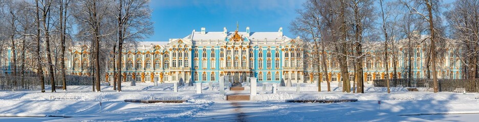 Fototapeta premium Catherine palace and park in winter, Tsarskoe Selo (Pushkin), Saint Petersburg, Russia