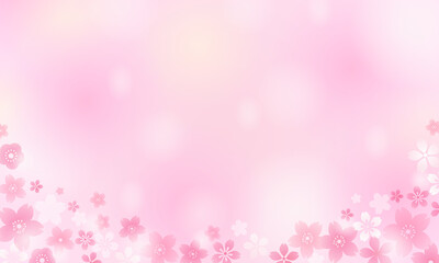 ピンク背景の桜のフレーム壁紙ベクターイラスト(コピースペース)