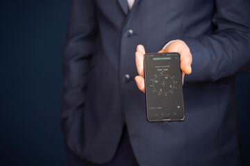 Businessman with a compass. Define marketing direction and search customer global network.