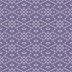 Japanese Flower Zigzag Diamond Vector Seamless Pattern