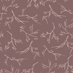 Japanese Leaf Sprig Vector Seamless Pattern